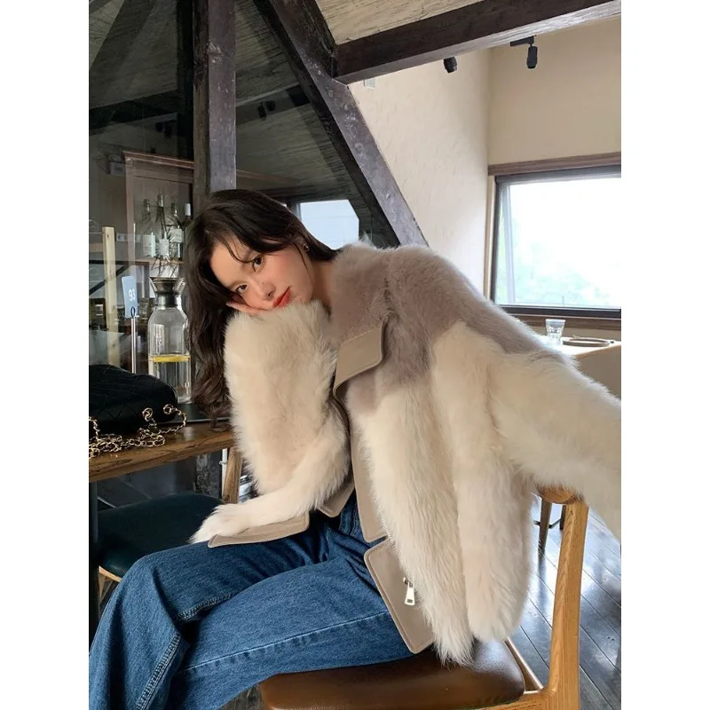 Light Luxury Korean Style Fur Hot Winter New Women's Coat fleece-lined Thickened Elegant Eco-Friendly Fashion Coat