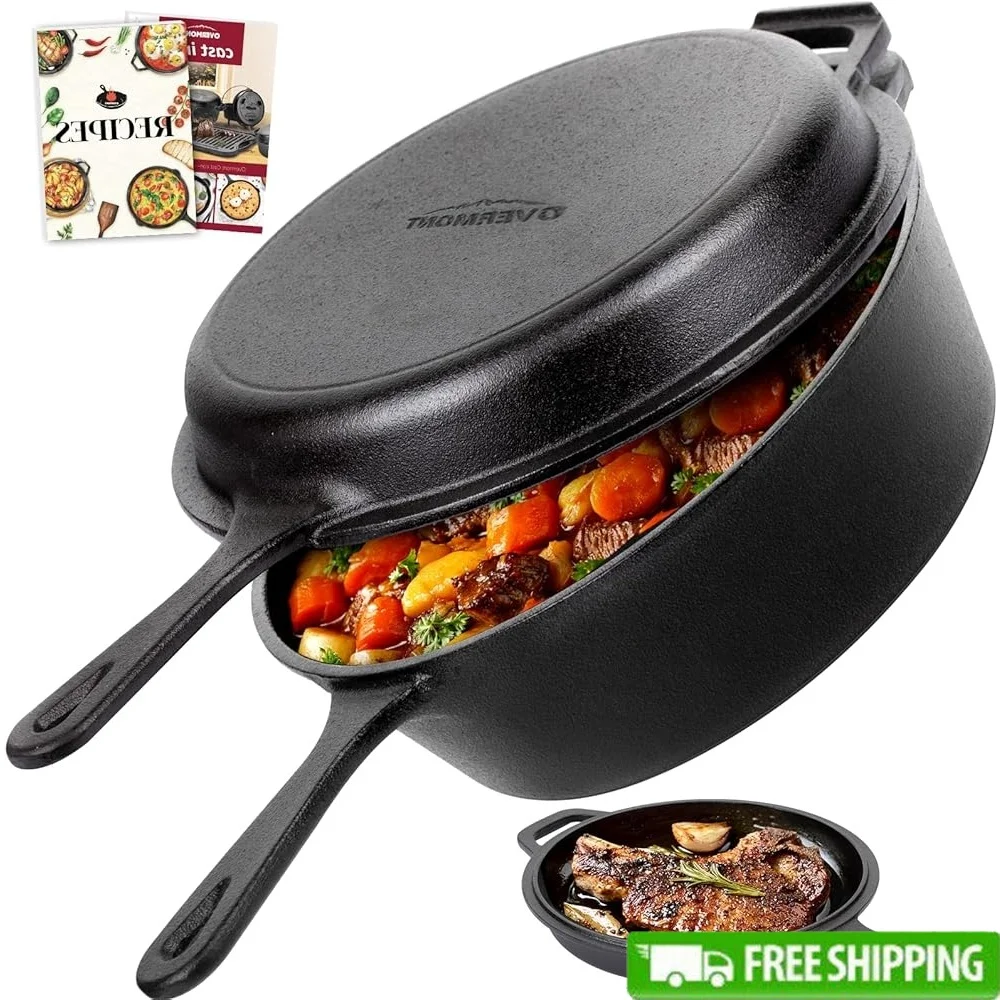 

Чугунная голландская духовка 2-в-1 Крышка сковороды Индукционная духовка Гриль Антипригарная посуда Смаження Выпечка Кухня Essential