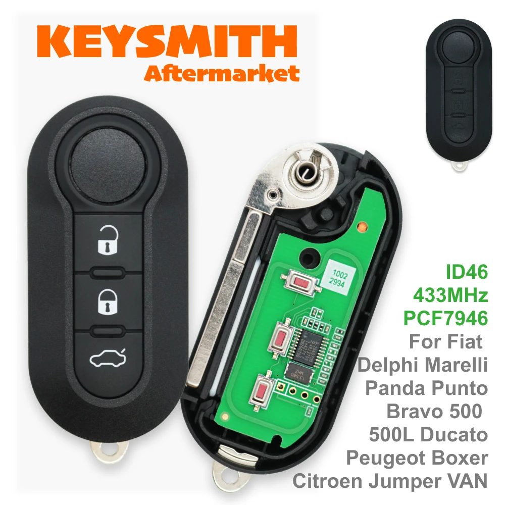 

Универсальный автомобильный ключ KEYSMITH Delphi & Marelli 433 МГц для Fiat MPV Bravo Ducato 500 Doblo Grande Punto, CITROËN Jumper, Peugeot Boxer Van