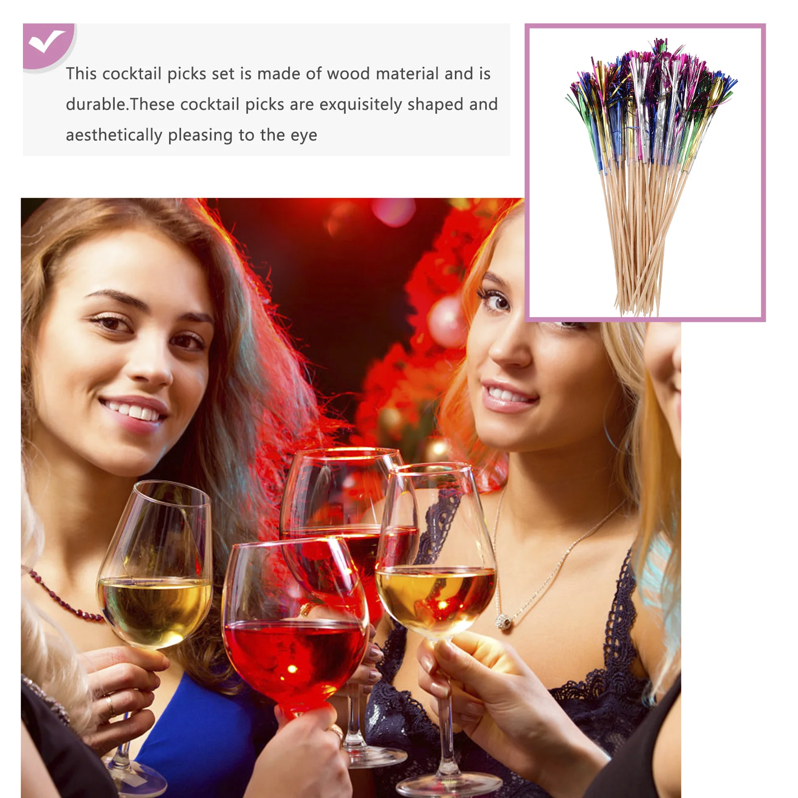 

100Pcs Party Decoration Picks Wooden Cocktail Picks for Drink Cake Dessert Decorations Hawaiian Birthday Party Supplies