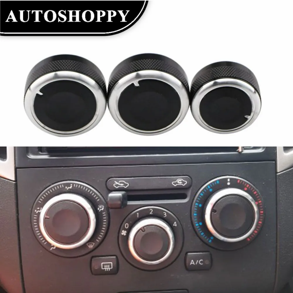 For Nissan TIIDA NV200 LIVINA 04-10 Geniss Sylphy 2012 3Pcsset Aluminum Alloy Car Air Condition Knob AC Button Knob Accessories