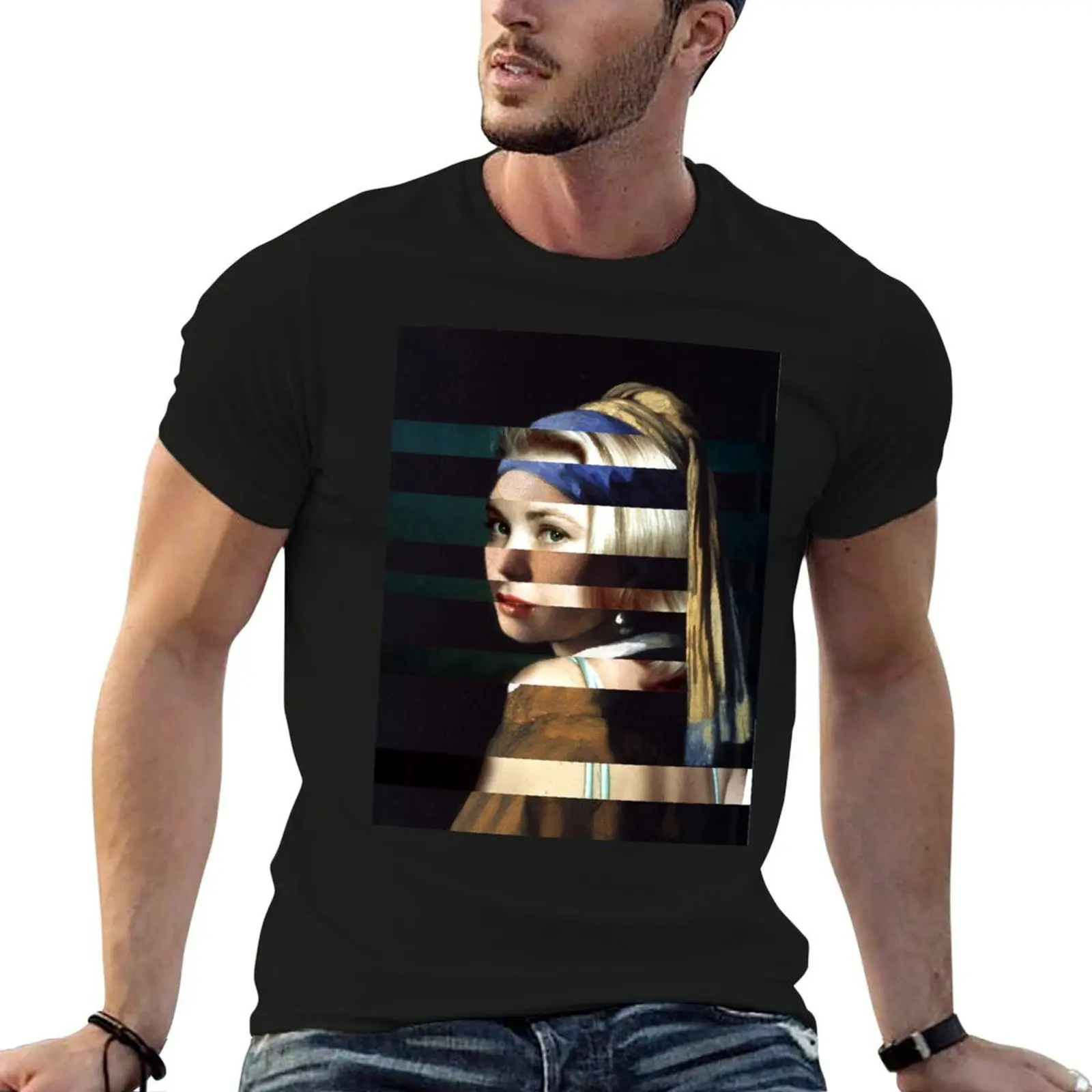 SHE FAVORS PEARLS - Pop Retro Collage, Mashup, Pop Art Wall Decoration T-Shirt Casual Soft Cotton Short Sleeve Tee