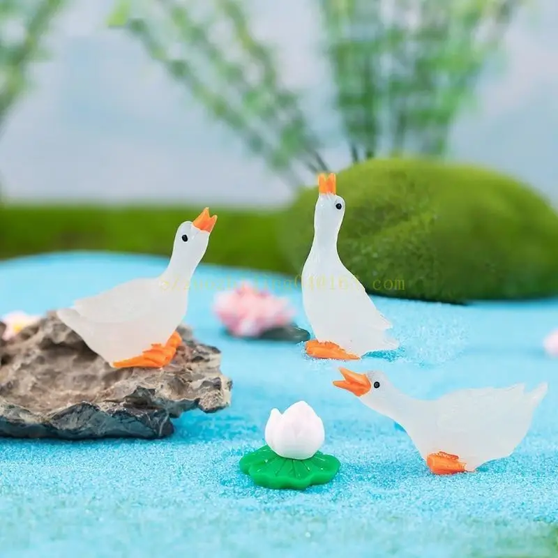 

DIY Crafts Household Miniature Resin Gooses Figurine 3pcs Decorative Crafts,for Home Garden Yard Party Background