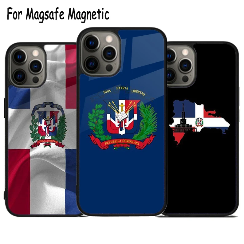 Dominican Republic Coat Of Arms Wireless Charge Magsafe Phone Case For iPhone 15 16 14 13 11 12 Pro Max Plus Magnetic Cover