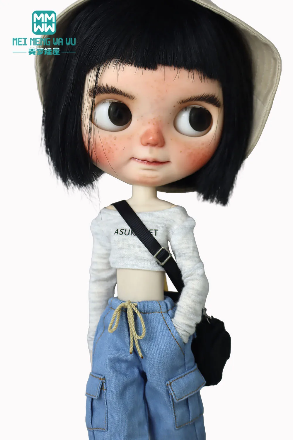 Poppenkleding Mode Jeans Overalls Denim Blauw, Kaki, Zwart, Roze Voor Blyth Azone Ob22 Ob24 Poppen Accessoires Geschenken