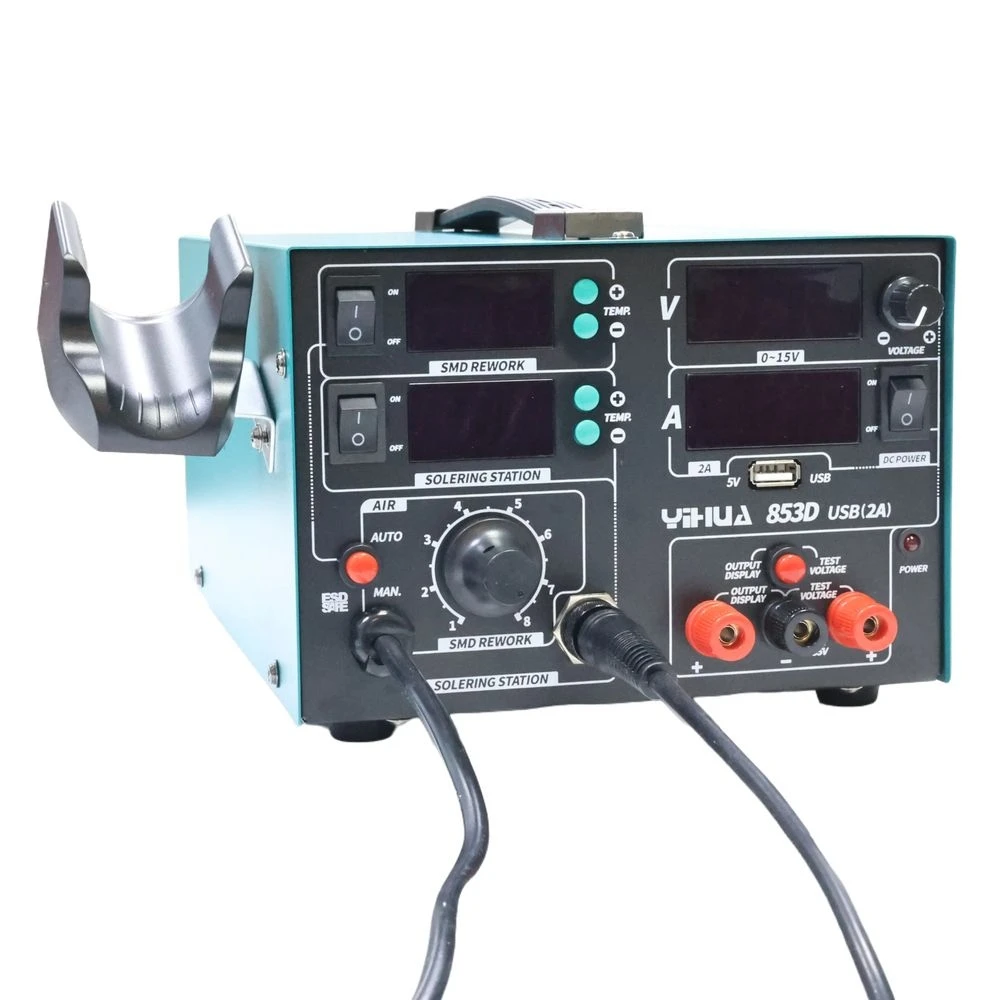 3 in1 YIHUA 853D 2A 4 LED محطة سبيكة لحام مسدس هواء ساخن شاشة ديجيتال تيار مستمر الطاقة USB لإصلاح الطاقة الهاتف المحمول #2