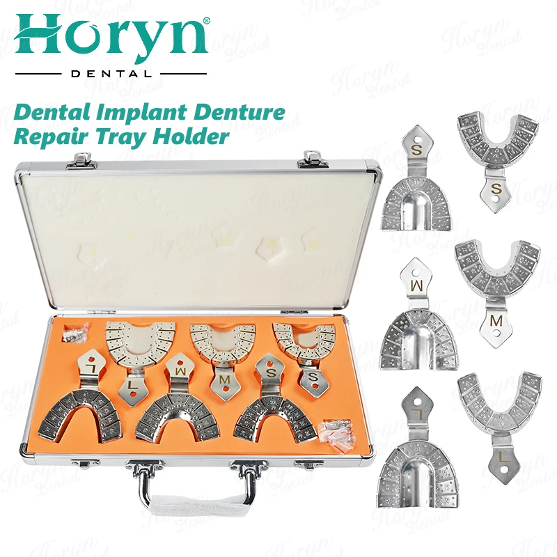 6Pcs/Set Dental Impression Stainless Steel Trays Sets Equipment Autoclavable Dentist Lab Tools Dental Tray Teeth Holder S/M/L