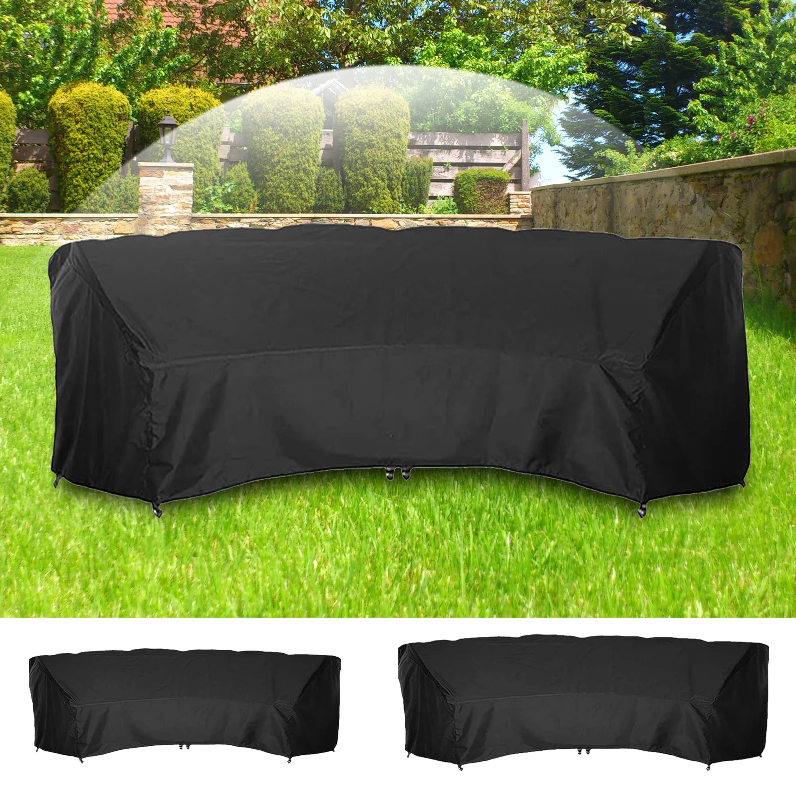 Outdoor Sectional Couch Cover, Sectional Curved Sofa Cover, Features Protection Cover Waterproof Sunproof Furniture Cover