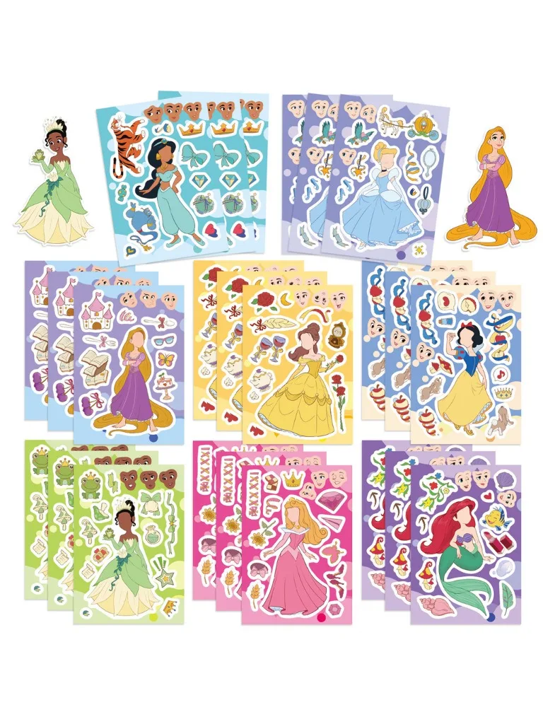 AliExpress Disney 8Sheets Cartoon Cute Princess Make A Face Graffiti Stickers for Bicycle Hand Account Pencil Case Decals
