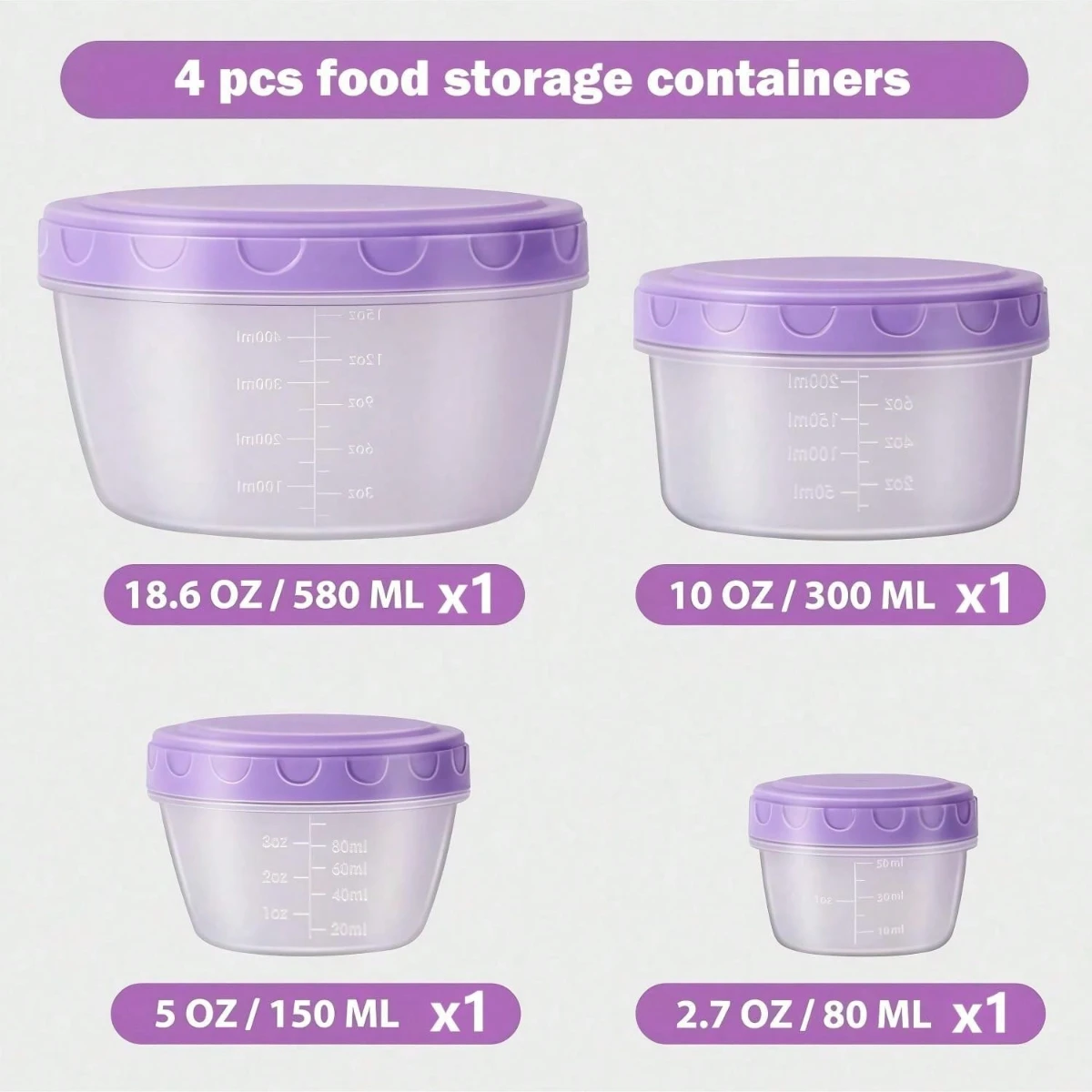4 Pcs Freezer storage Containers with Lids, Reusable BPA Free Plastic Soup Jars, Leakproof Salad Dressing Container to Go