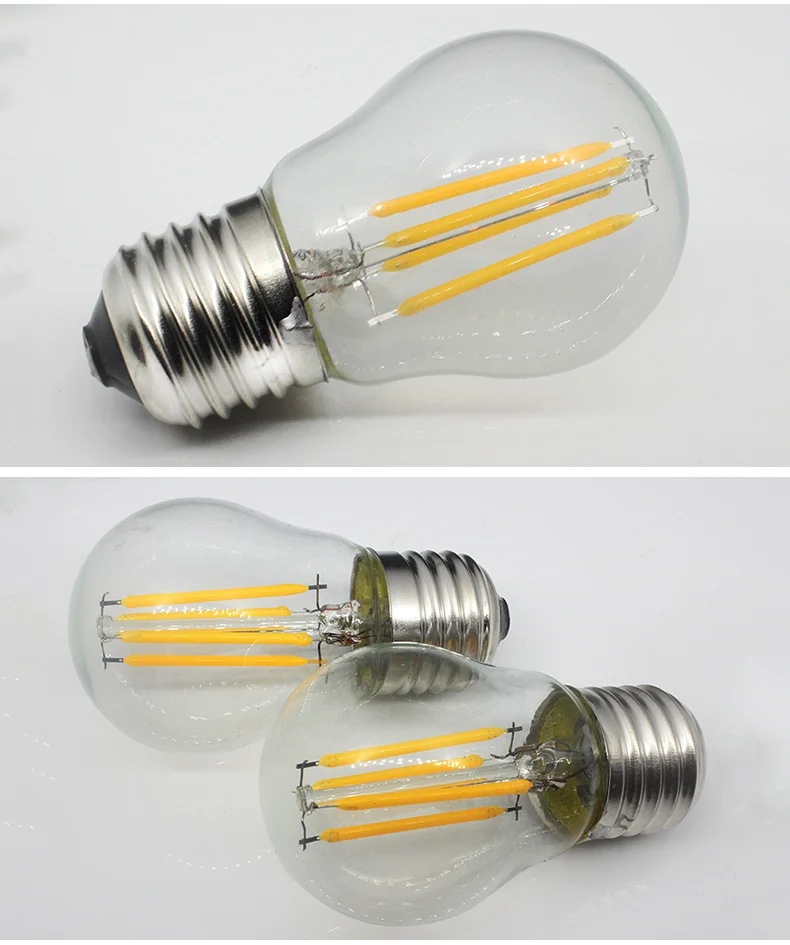 Ampoule LED en cristal rétro, lampe à vesicle pointue, queue de nervure, bougie LED, ampoules Edison, 220V, A60