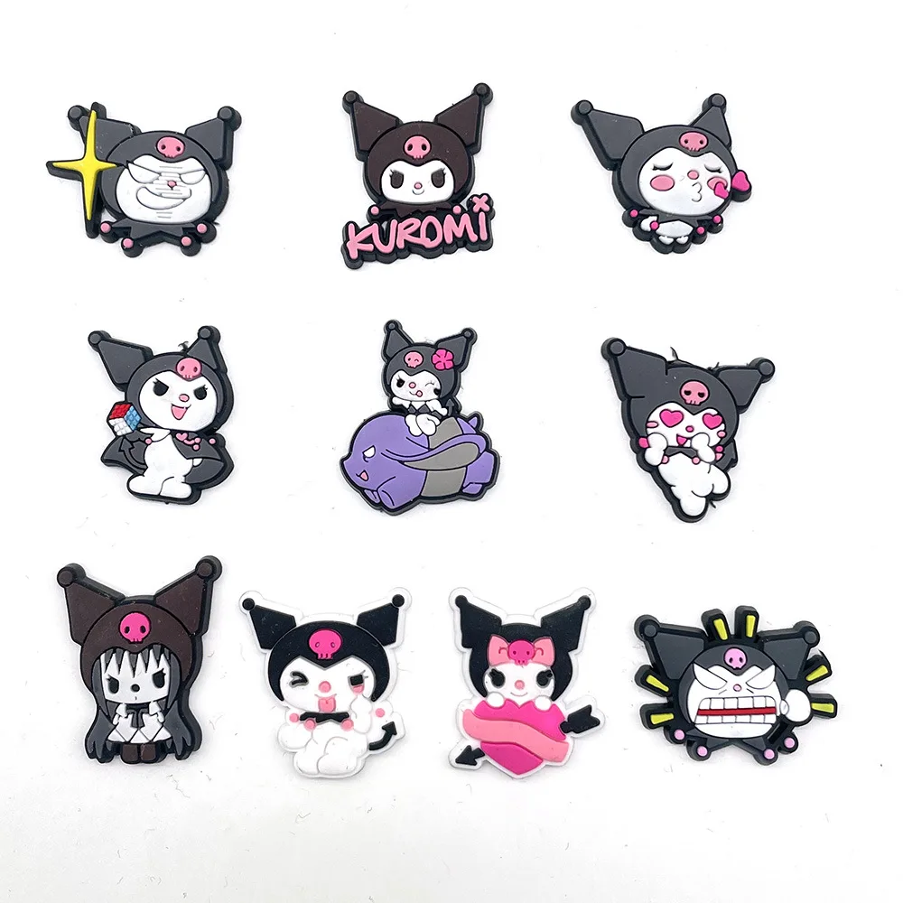 

Sanrio Kuromi Shoe Buckle 1pcs Single Sale Wholesale Novelty Cute Croc Charms Accessories Cartoon PVC Souvenir Kids X-mas Gifts