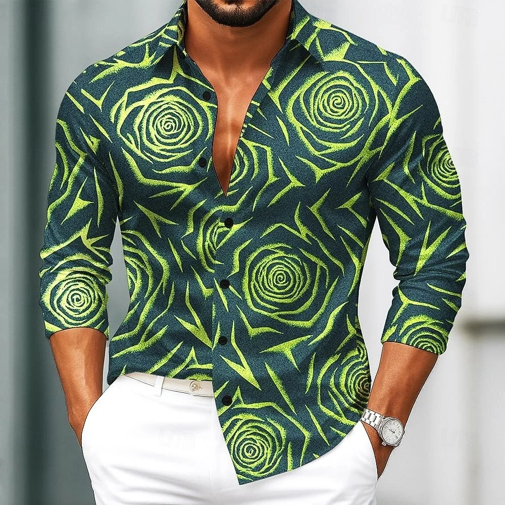 Chemise à imprimé géométrique pour hommes, haut à simple boutonnage, à la mode, de luxe, pour fête sociale, grande taille, 2025