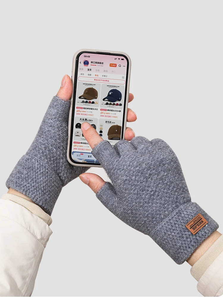 AliExpress Winter Cycling Half Finger Gloves for Men Writing Gloves Office Flexible Warm Elastic Windproof Student Typing Gloves Walk