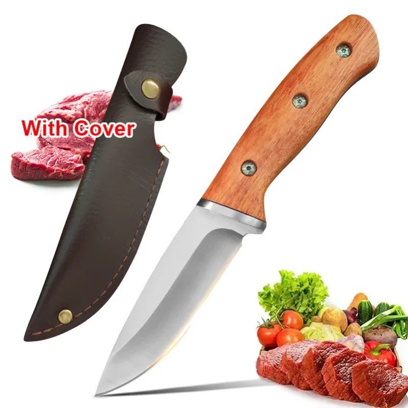Cuchillo de fruta de acero inoxidable, cuchillo de cocina, cuchillos para deshuesar Chef, cuchillo de cocina, carnicero, rebanador de verduras, cuchillo de carnicero con funda