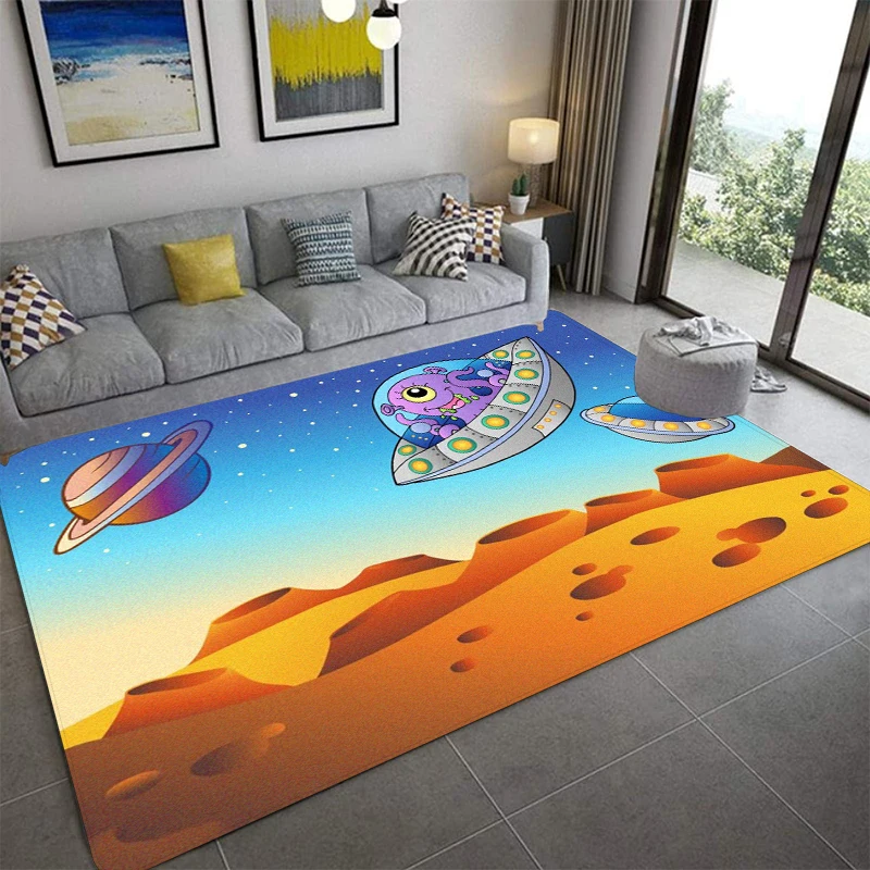 

T-The Spaceship Carpet Rug for Living Room Bedroom Sofa Doormat Kitchen Decoration Area Rug,,Kid Play Non-slip Floor Mat