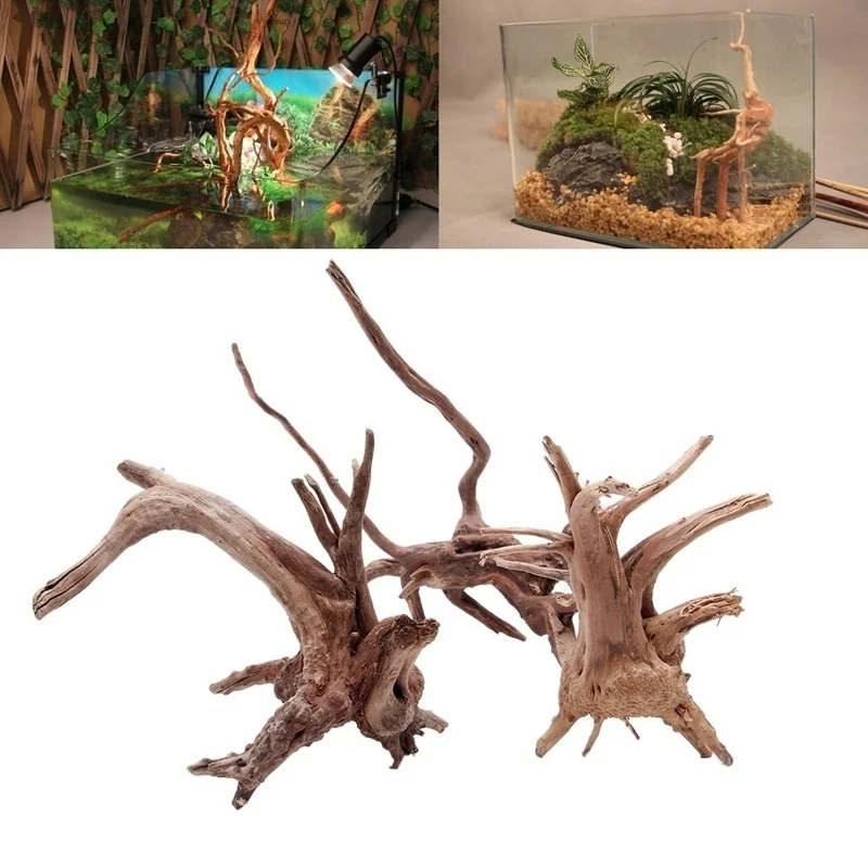 Natural Tree Trunk Driftwood Aquarium Fish Tank Reptile Cylinder Making Roots Plant Wood Decoration Ornament  Aquarium Plants