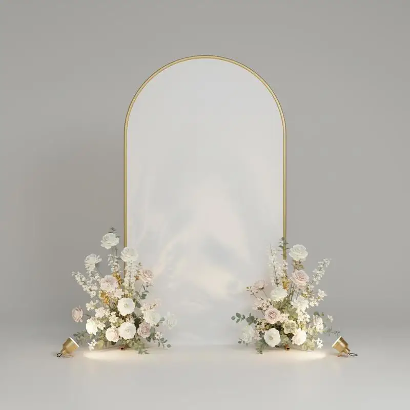 

Arch Backdrop Stand, 7.2 x 4 ft, Stable Structure, Easy Assembly, 1 Piece Gold Metal Arch Backdrop Stand with Cover for Weddi