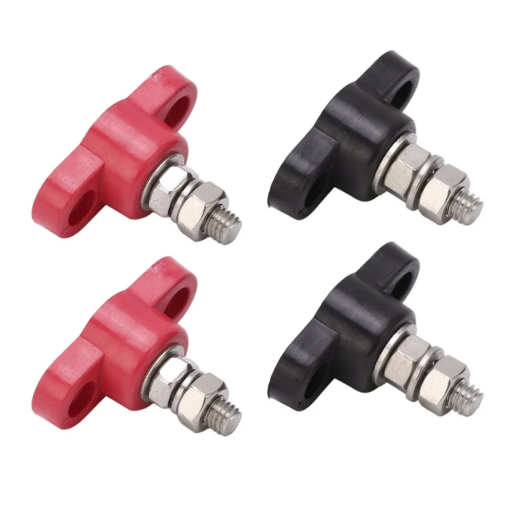 

4Pcs 5/16" M8 Battery Terminal Blocks 12V 24V Stainless Steel Battery Distribution Terminal Block Easy To Mount