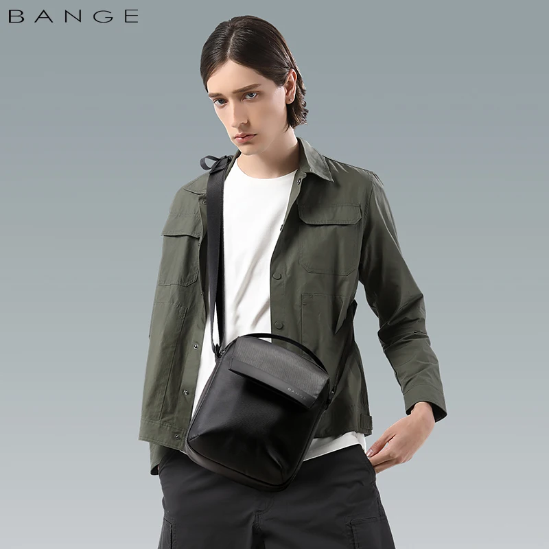 BANGE New Men's Crossbody Bag Moda Clássico Sling Bag Impermeável Simples Business Bag Adequado para Homens e Mulheres