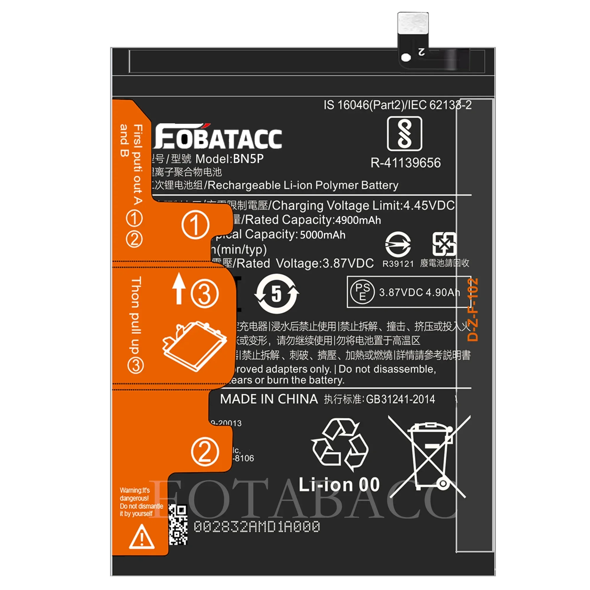 EOTABACC-BN5P Bateria para Xiaomi Redmi, Nota 13, 5G, Nota 13, 4G, Ferramentas, 100% Novo, Original