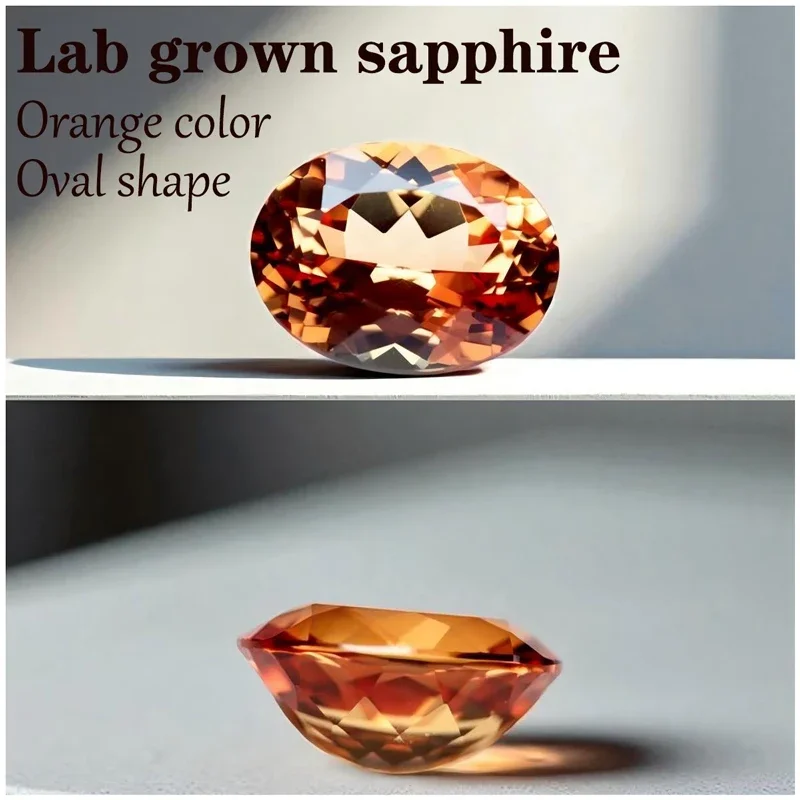 

Sapphire Oval Cut VVS1 Orange Color Lab Grown Gemstone DIY Charms Jewelry Making Materials with Certificate Factory Wholesale