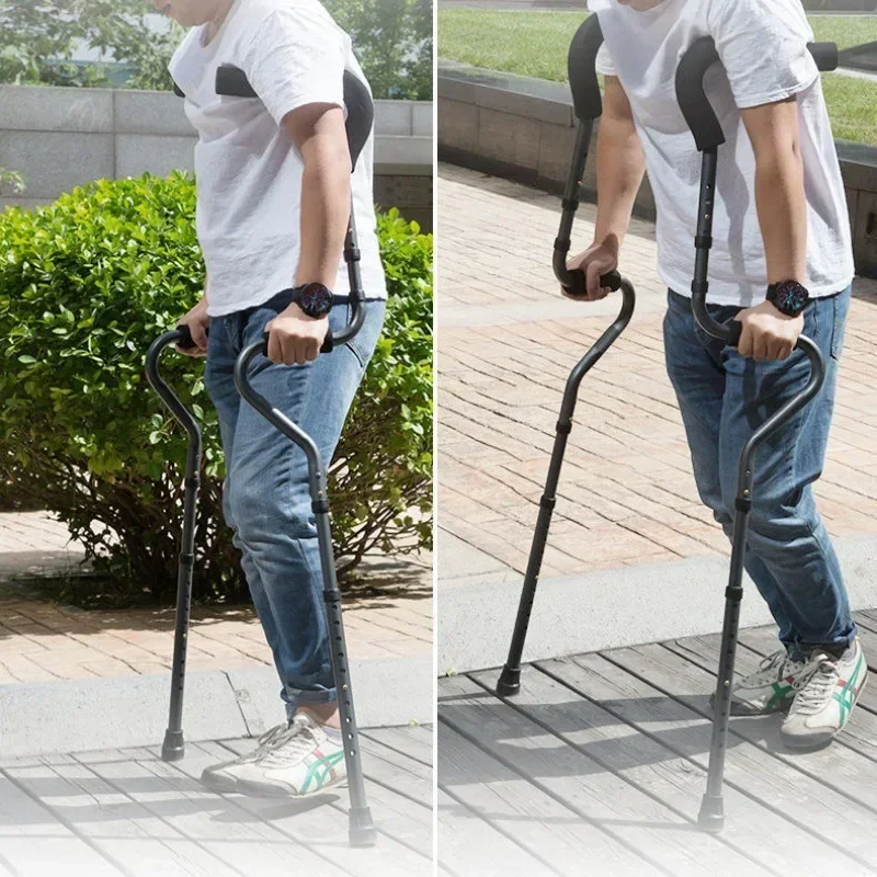 Stainless Steel forS-Shaped Detachable Height Adjustable Crutches for Walking Elderly Supplies