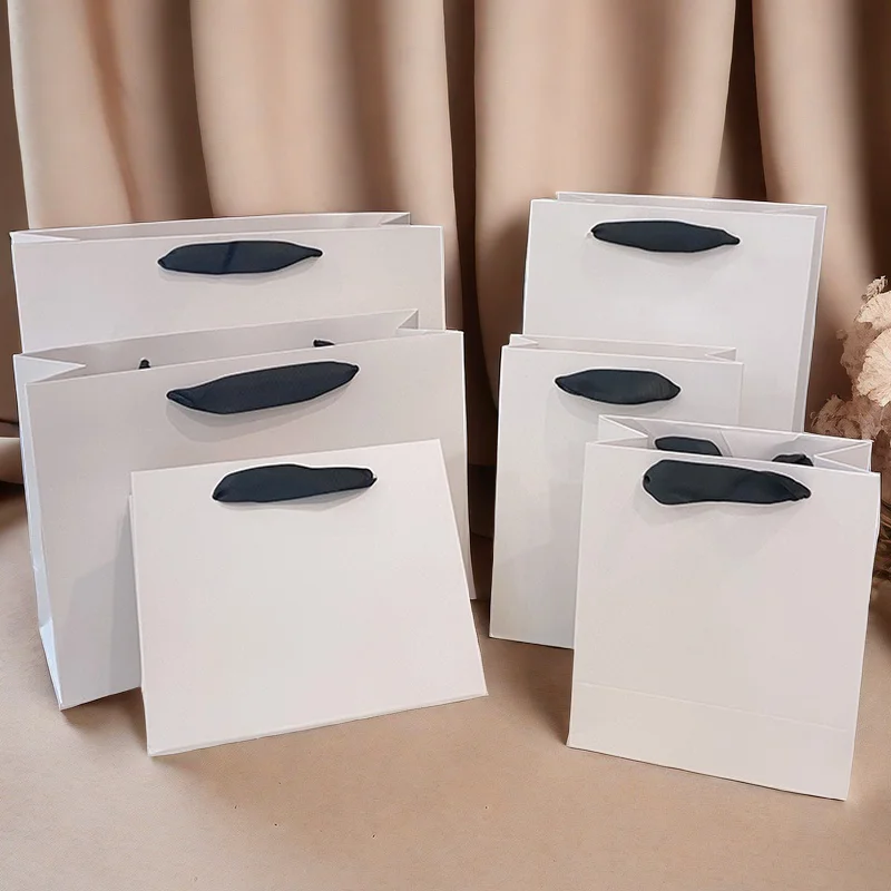 5/10Pcs Custom Logo Valentine Day Gifts Package White Bag Wedding Bow Tie Luxury Bag for Small Business Bag Personalization image 3