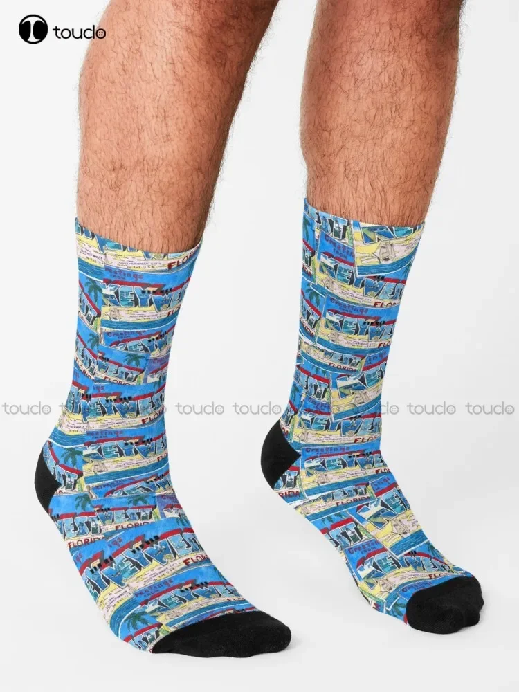 Greetings From Key West Socks Girls Socks Unisex Adult Teen Youth Socks Personalized Custom 360° Digital Print Hd High Quality
