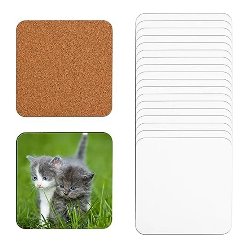 

20Piece Sublimation Coasters Blank MDF Cork Backed Heat Transfer Coasters 3.9 X 3.9 Inches For DIY Painting Art Crafts,