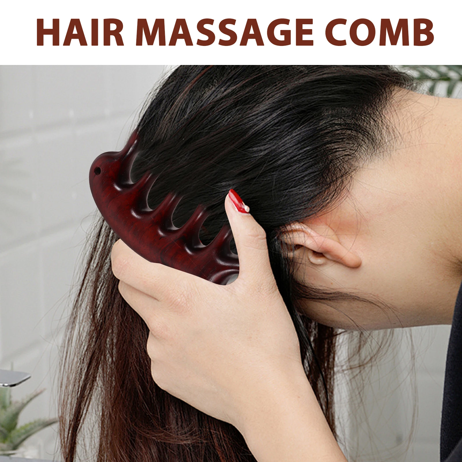 

Hair Scalp Massage Comb Glossy Circular Tooth Ergonomic Head Wood Manual Massager