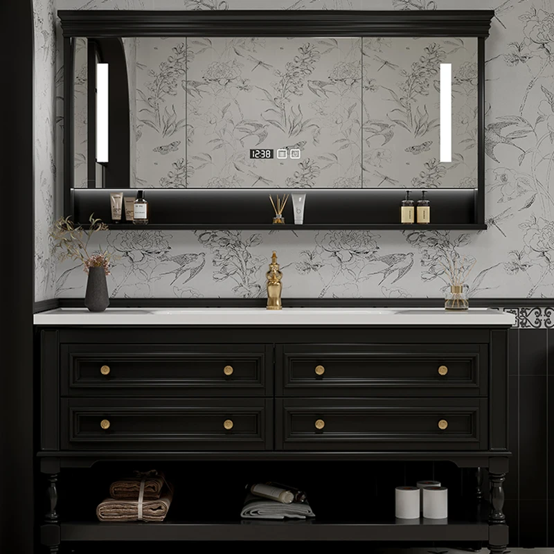 Wooden Furniture Bathroom Wc Salon Station Corner Cabinet Washbasin Column Wall Pharmacy Storage Gabinete Vanity Luxury Mirrors