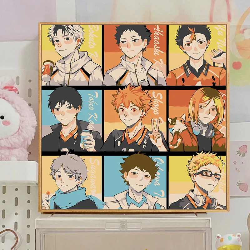 Acrylfarbe nach Zahlen Haikyuu!! Malen nach Zahlen auf Leinwand, Malen nach Zahlen für Erwachsene, digitale Kunst zum Ausmalen