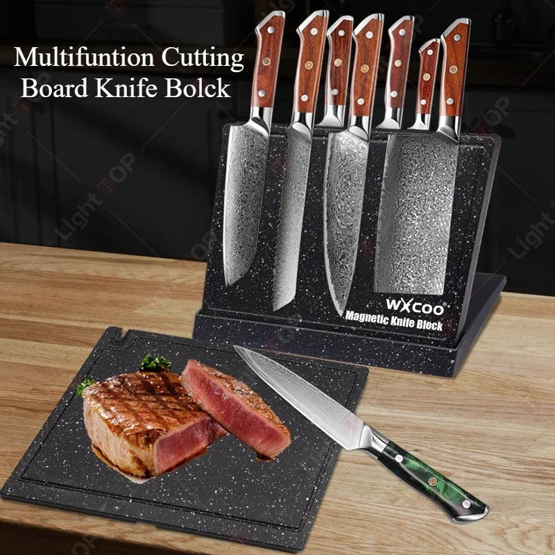 Многофункциональный кухонный магнитный блок ножей для хранения столовых приборов, магнитный держатель ножей, разделочная доска, кухонные аксессуары