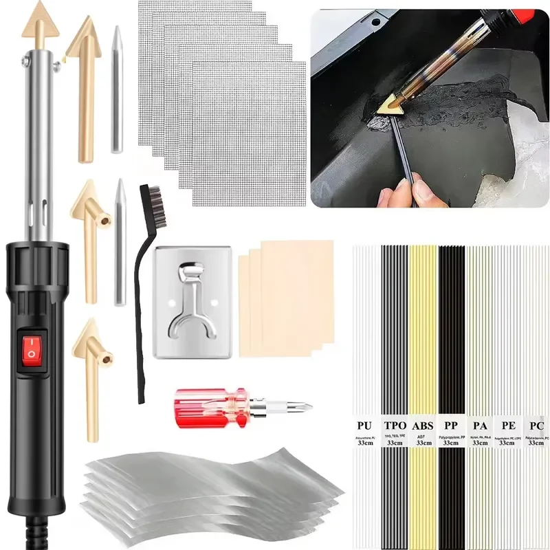 Plastic Repair Tools Car Bumper Plastic Welding Machine Smoothing Knife Repair Mesh Electrode Set 150W with Switch