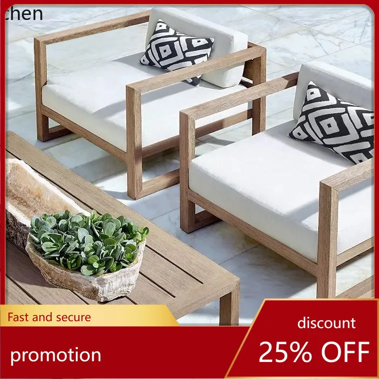 

HXL Уличный диван из массива дерева, антикоррозийная деревянная мебель для виллы