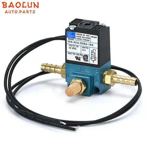 BAOLUN MAC 전자 부스트 제어 솔레노이드 밸브, 황동 소음기 포함, 1/8 인치 NPT, 35A-ACA-DDBA-1BA, 3 포트