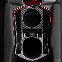 Carbon Fiber Center Console Storage Box Cup Holder For Honda Civic 2016-202110th Hatchback Auto Accessories