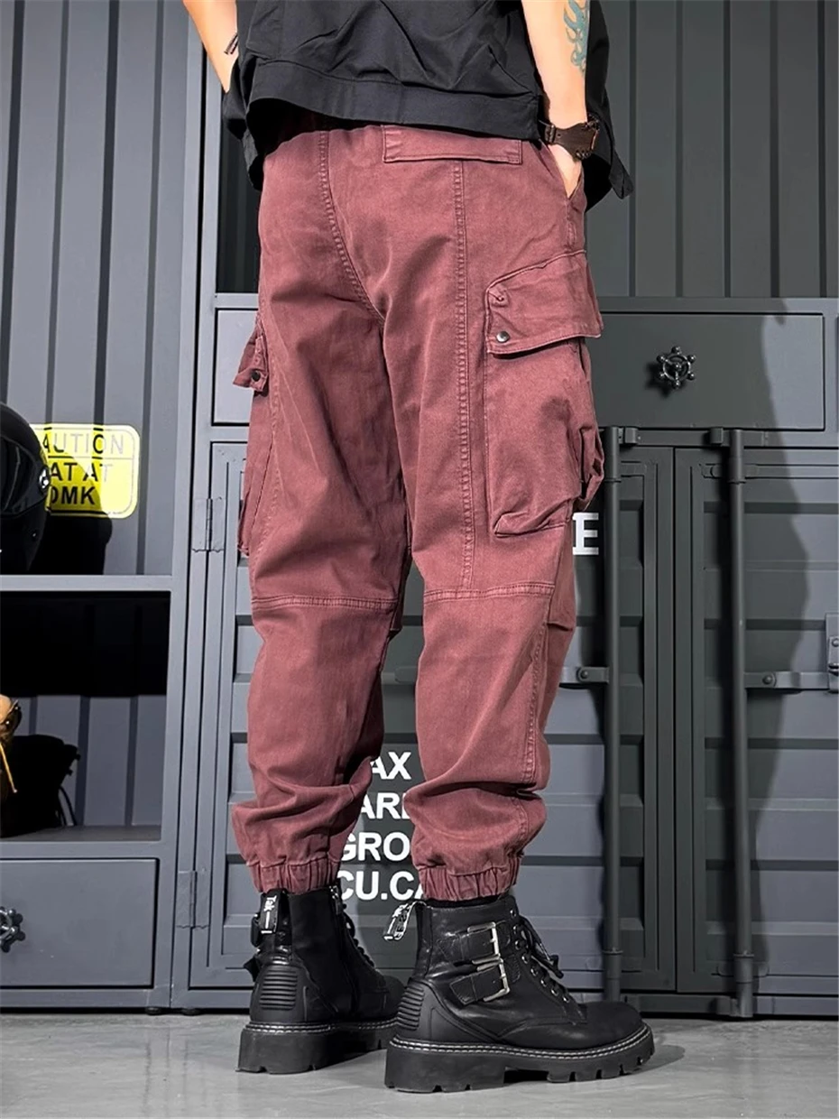 التكتيكية الأسود ركض السراويل الرجال الشارع الشهير الهيب هوب الشرير بناطيل كاجوال الرجال جيوب متعددة فضفاض البضائع الكاحل طول بانت