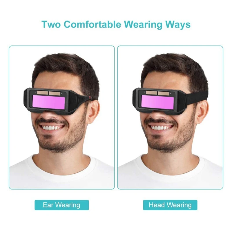 A98E-Welding Goggles Solar Powered Auto Darkening Welding Mask Goggles Welder Glasses With Elastic Headband And Storage Case