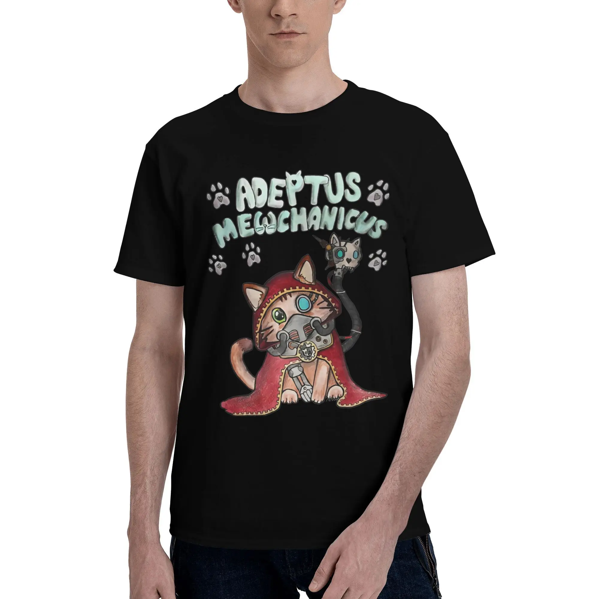 Men Women's Adeptus Mewchanicus Cat Miniatures T Shirt Cotton Tops Funny Short Sleeve Round Neck Tee Shirt Printed T-Shirts