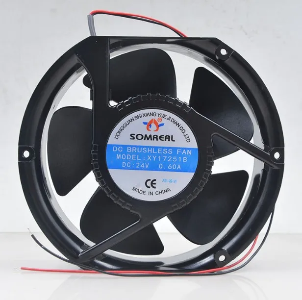 

SOMREAL XY17251B DC 24V 0.60A 172x150x51mm 2-Wire Server Cooling Fan