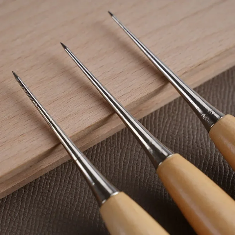 Round hole solid wood handle cone, handmade DIY leather cone with sheath cone, sewing cone