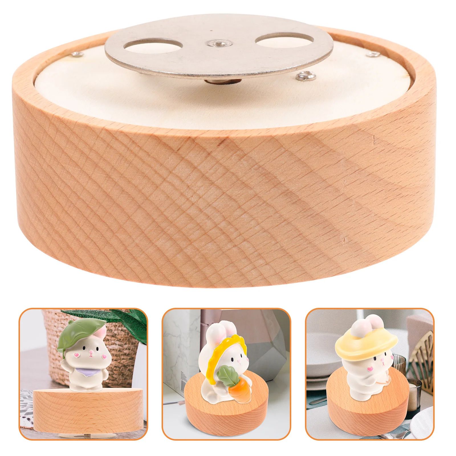 

Replace Swivel Base Music Boxes Jewelry Display Round Tray Wooden Rotating Stand DIY