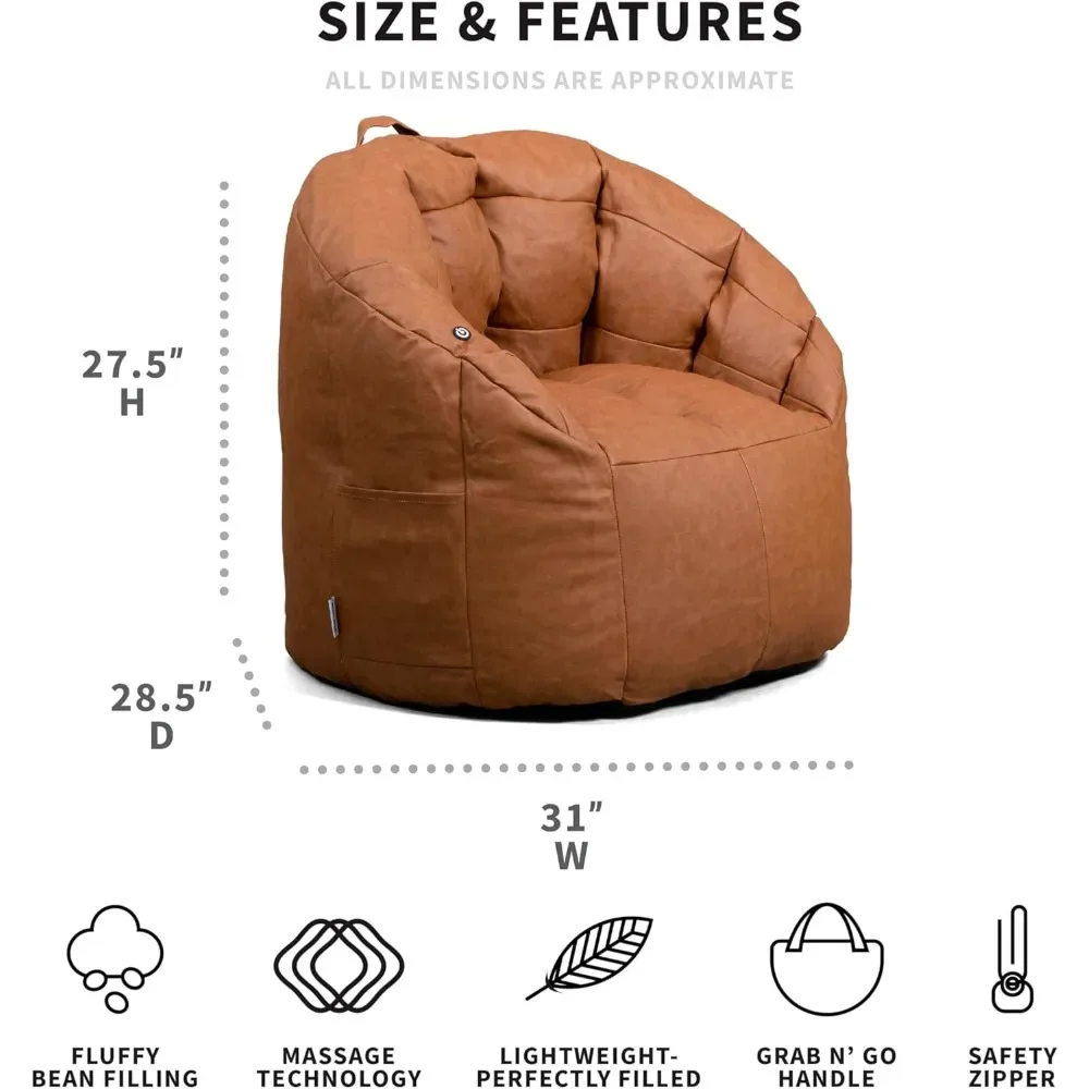 Milano Beanbag Chair with Vibe Caramel Montana Leather