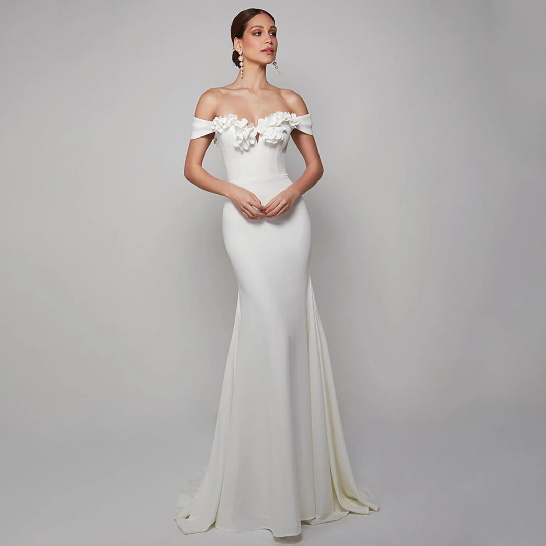 

High Quality Off the Shoulder Mermaid Evening Dresses With 3D Flowers Sweetheart Bodycon Wedding Ball Gowns Elegant Formal Dress