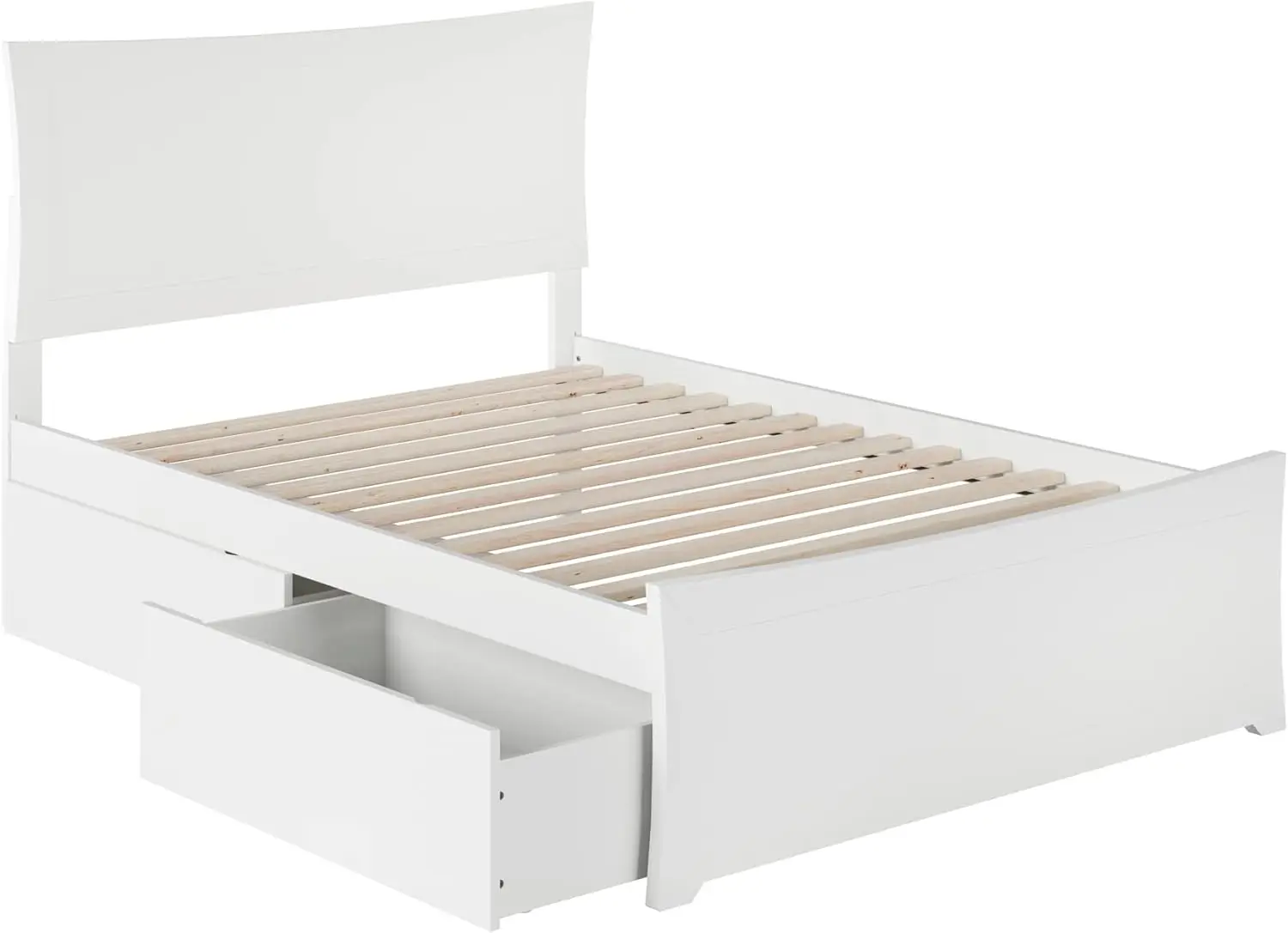 Metro Full Size Platform Bed With Matching Footboard & Storage Drawers In White