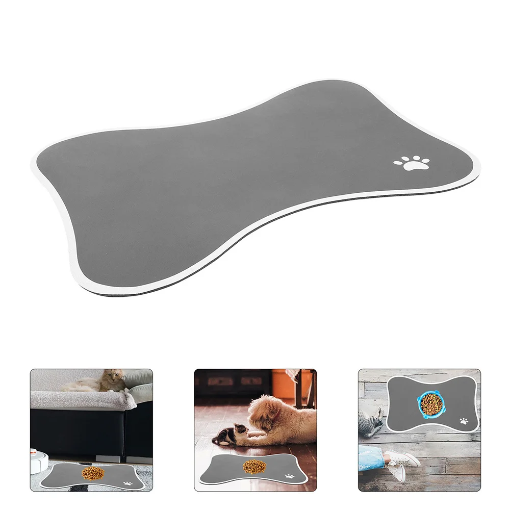 

Cat Food Mat Pet Feeding Mat Water Absorption Nonslip Bottom Stylish Bone Shaped Versatile Practical Accessory