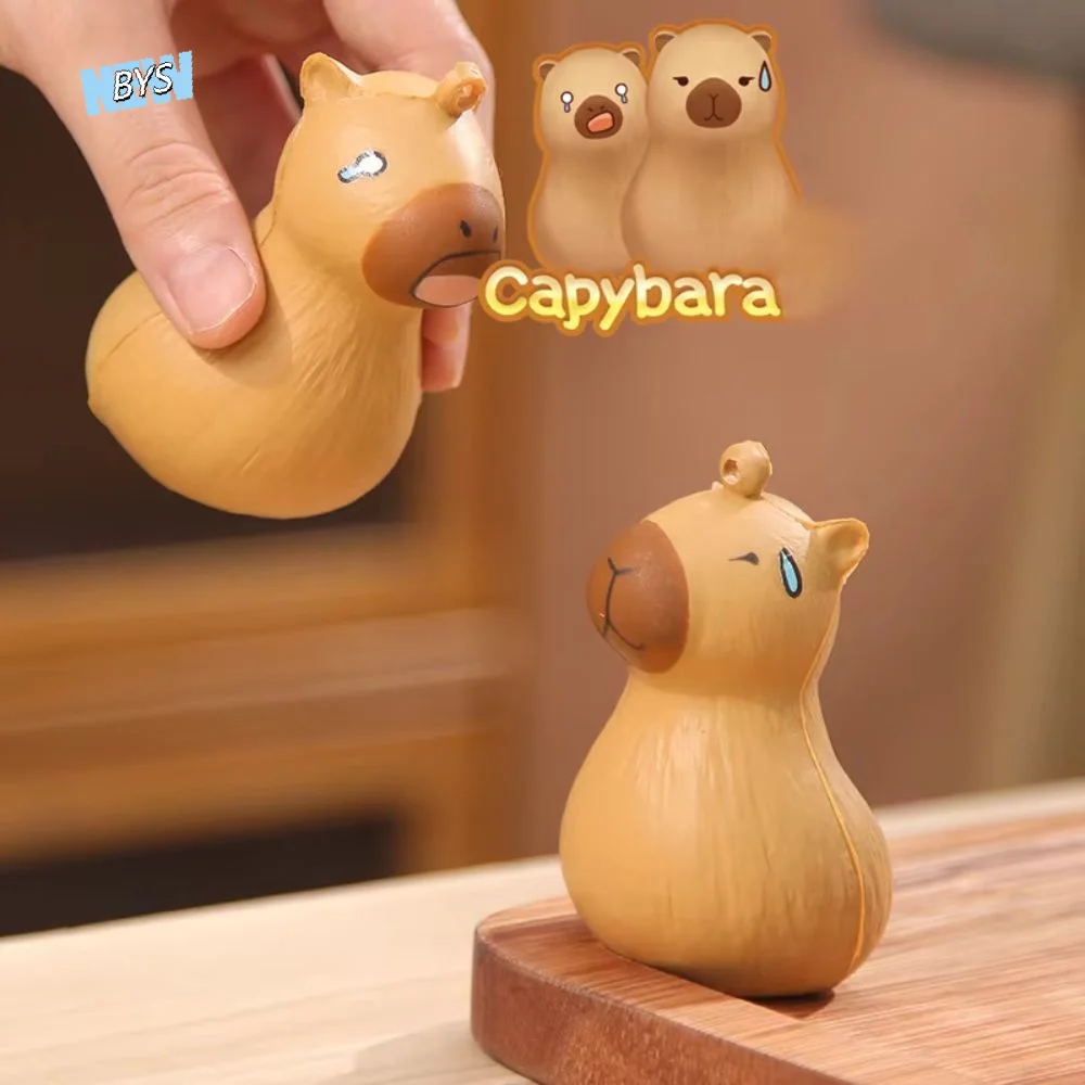 Keyring Capybara Squeeze Keychain Cartoon Soft Simulation Capybara Pinch Toys Cute Silicone Slow Rebound Toys Kids Tricky Doll