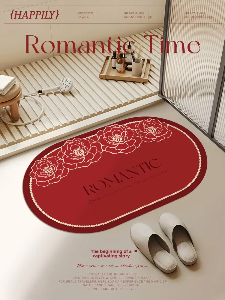 

Коврик для туалета Batoom Mat: быстросохнущий, нескользящий, для дома, пылезащитный, из ПВХ, с праздничным узором, напольный коврик